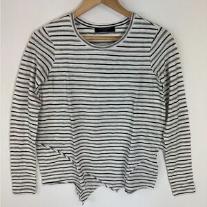 All Saints Miro Black and White Striped Long Sleeve Tee
